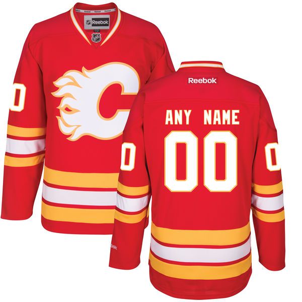 Men Calgary Flames Reebok Red Custom Alternate Premier NHL Jersey->->Custom Jersey